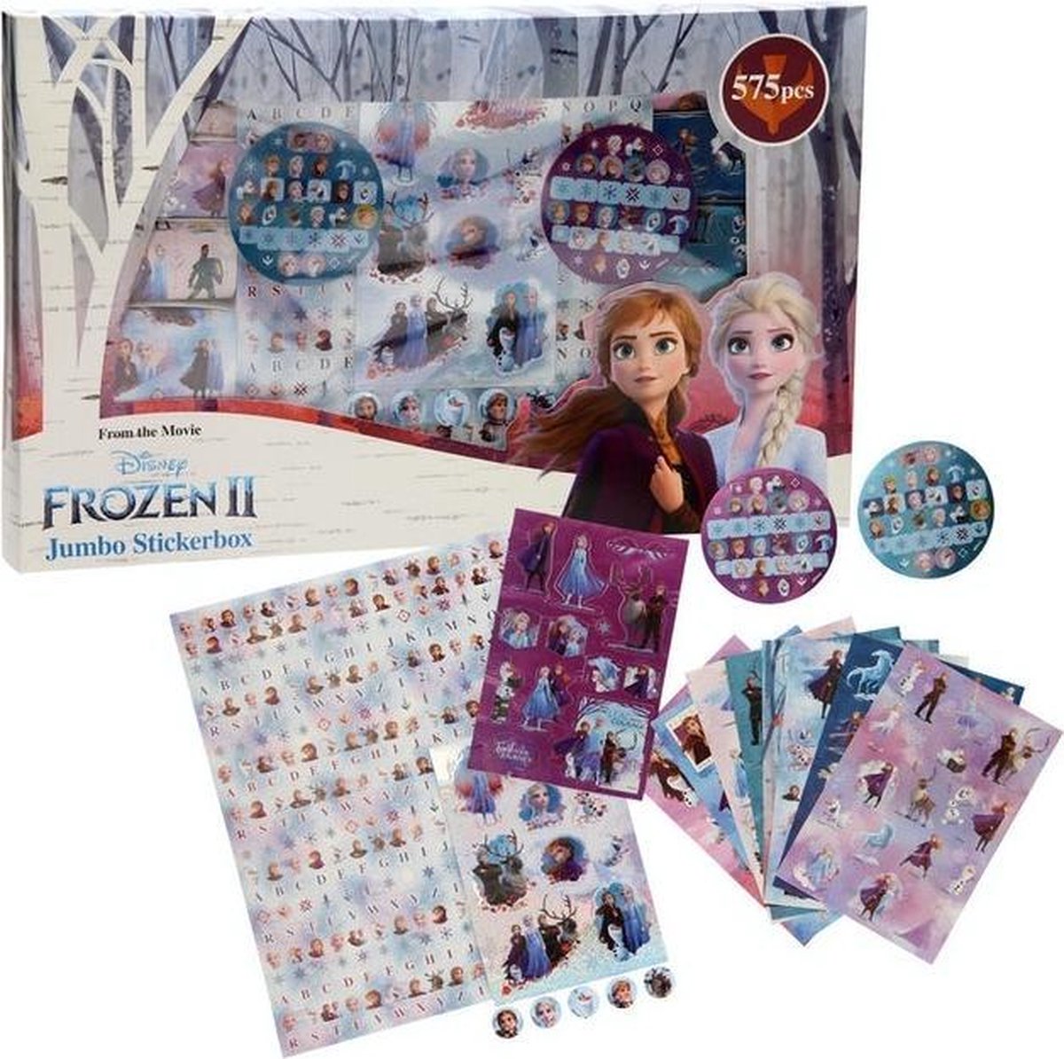 Jumbo stickerbox Disney FrozenII met 575 stickers - 14 stickervellen - Tekenfilm stickertjes