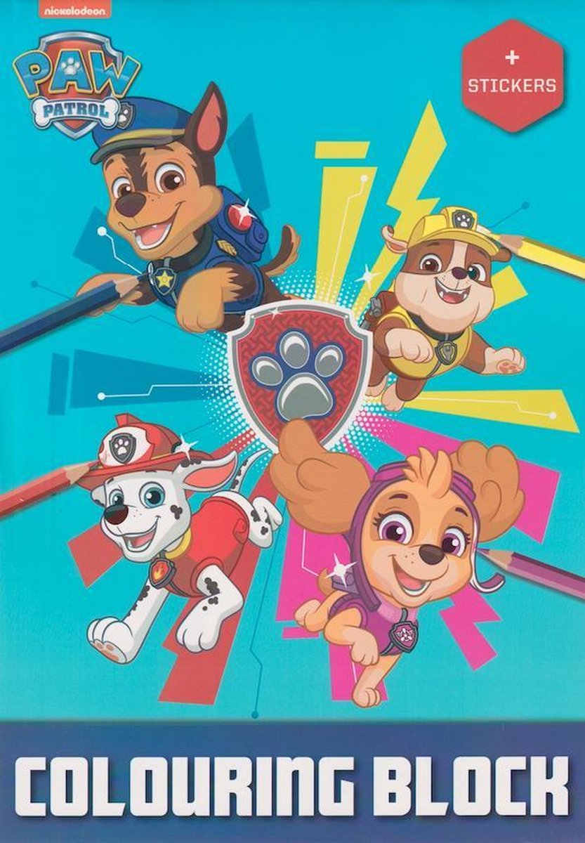 Nickelodeon -  Paw Patrol - Kleurboek - Stickers - 20 + Stickers - Blauw