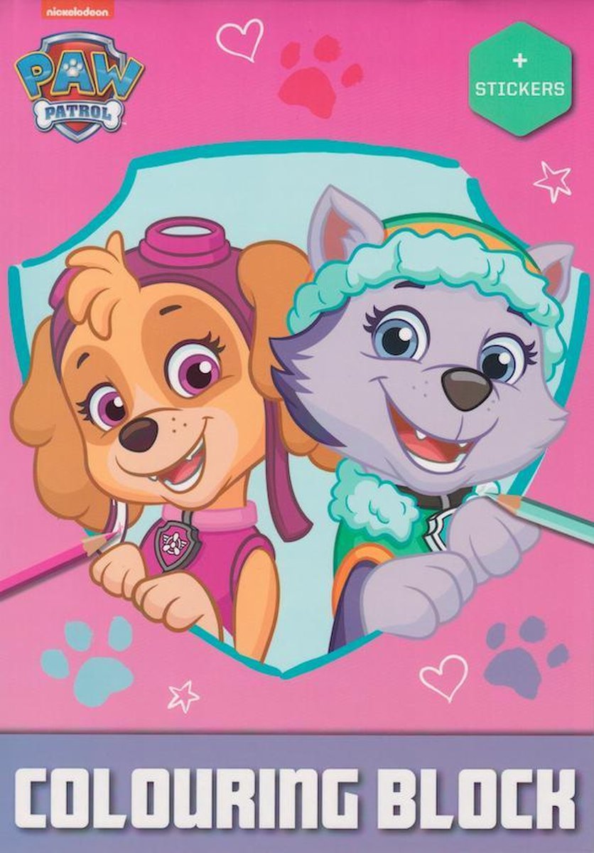 Nickelodeon -  Paw Patrol - Kleurboek - Stickers - 20 + Stickers - Roze