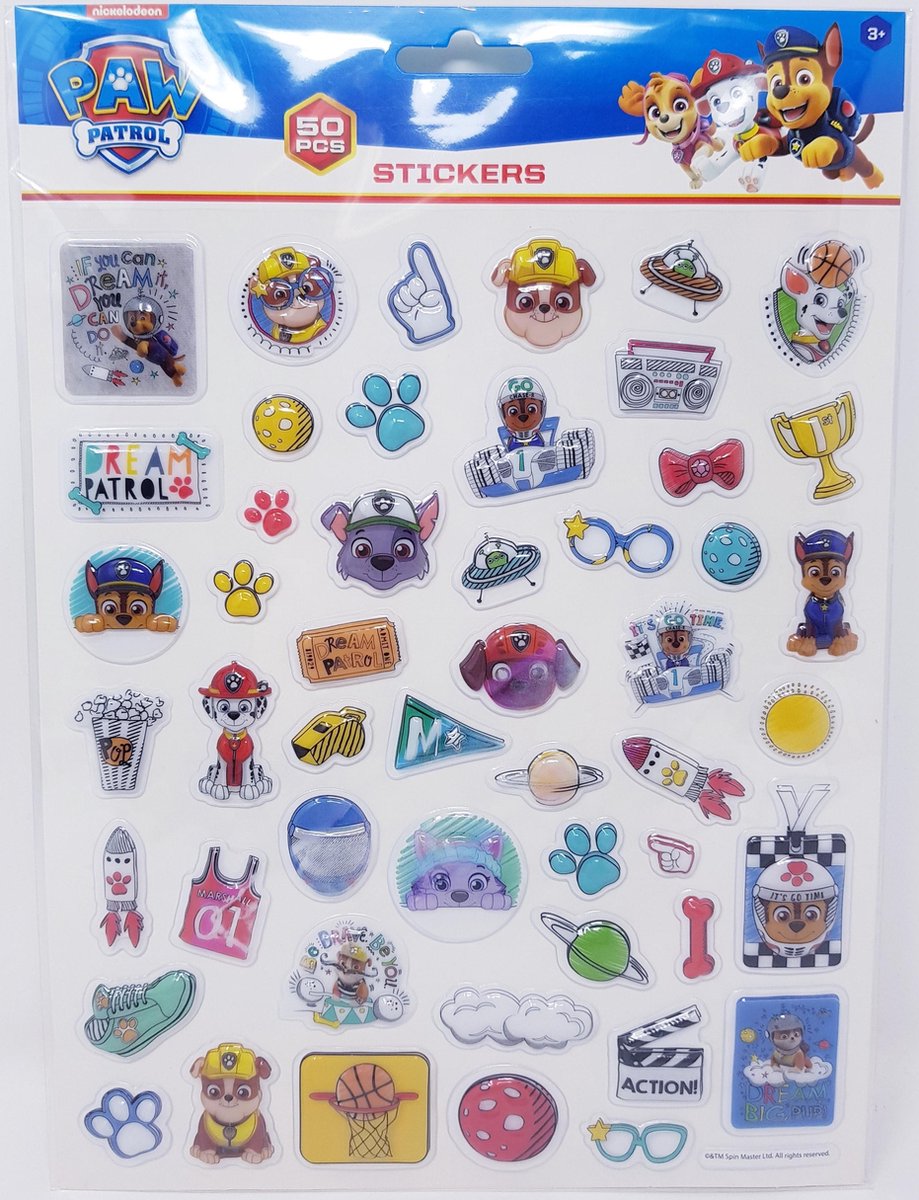 PAW PATROL BUBBEL STICKERS - 50 STICKERS