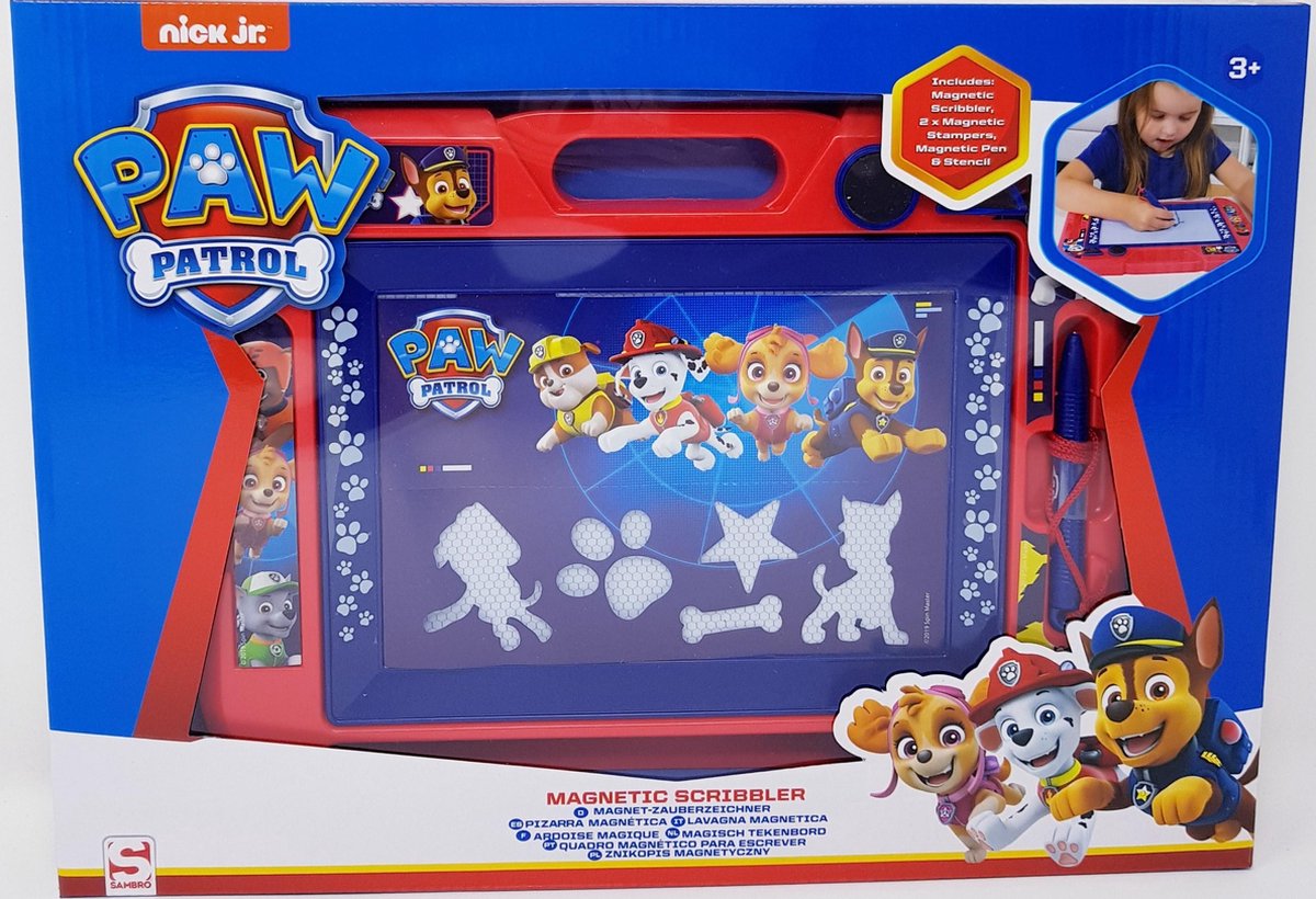 PAW PATROL MAGNETISCH TEKENBORD MET MAGNEETSTEMPELS MAGNEETPEN EN SJABLOON