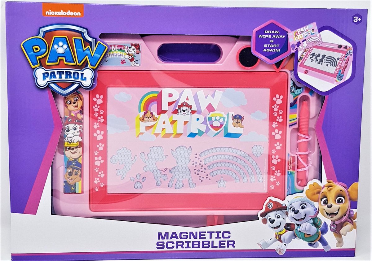 PAW PATROL MAGNETISCH TEKENBORD SKYE MET MAGNEETSTEMPELS MAGNEETPEN EN SJABLOON