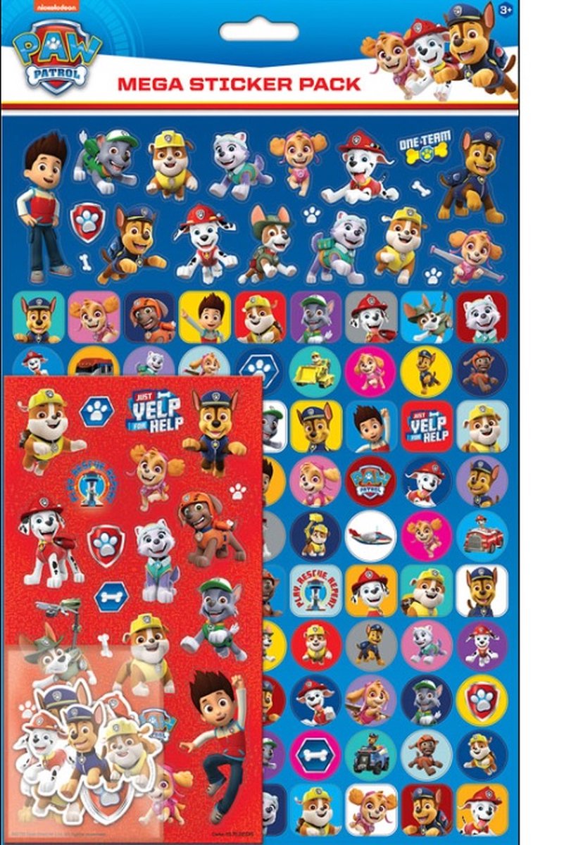 PAW Patrol - Mega PAW Patrol Stickers - Stickervellen - Groot formaat sticker - PAW Patrol speelgoed - Stickers voor kinderen - Beloningsstickers - Stickers paw patrol - Knutselen meisjes - Knutselen jongens - 150+ stickers