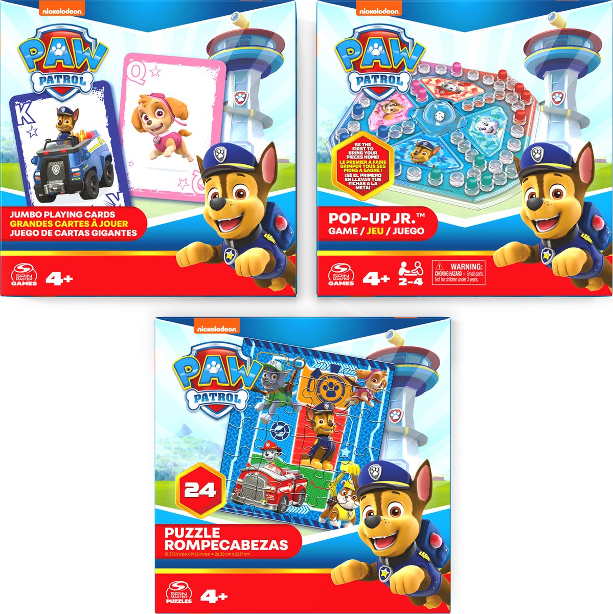 PAW Patrol - Spelbundel met Jumbo kaarten - Pop-Up spel en 24-delige puzzel