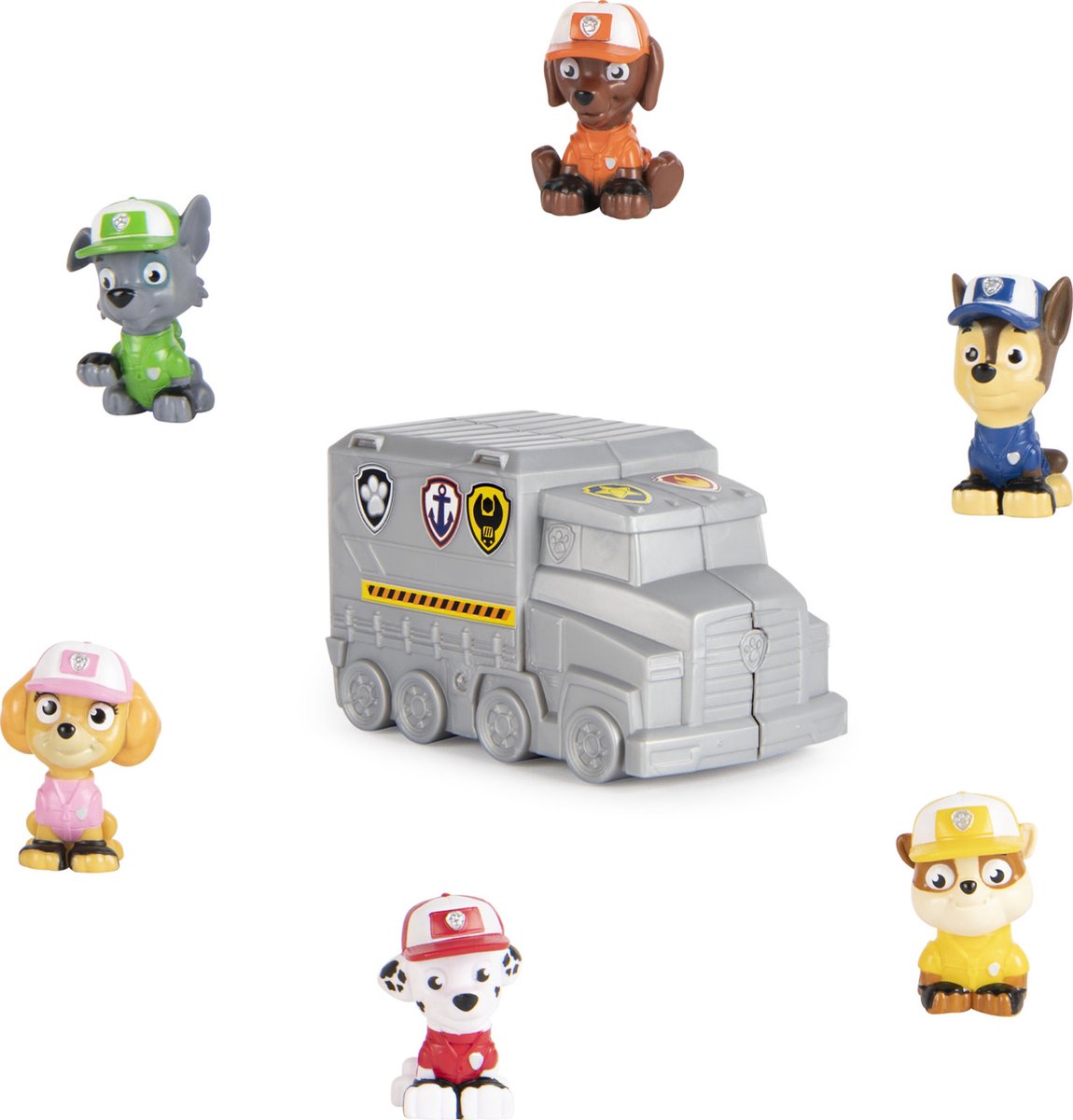 PAW Patrol Big Truck Pups - Verrassingsset met miniactiefiguur van 5 cm en vrachtwagenverpakking