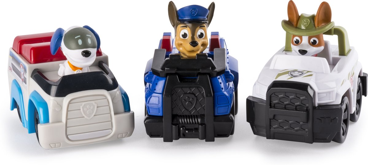 PAW Patrol Rescue Racers Robodog, Chase & Tracker - Speelset