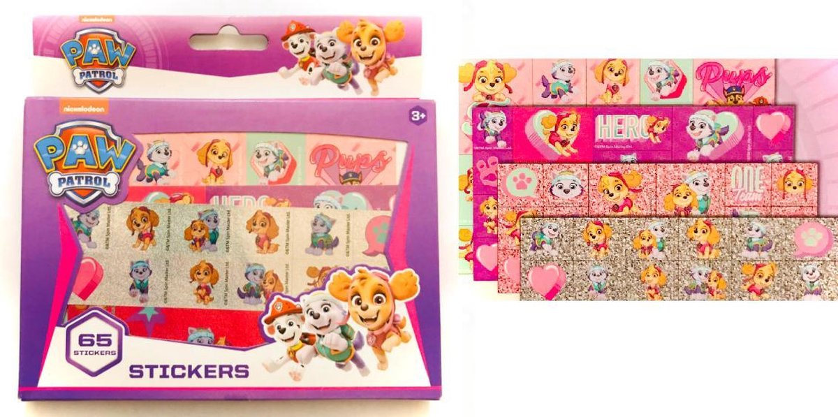 PAW Patrol Skye - PAW Patrol Stickers - PAW Patrol speelgoed - 65 Stickers - Schoencadeautjes - Sinterklaas cadeau