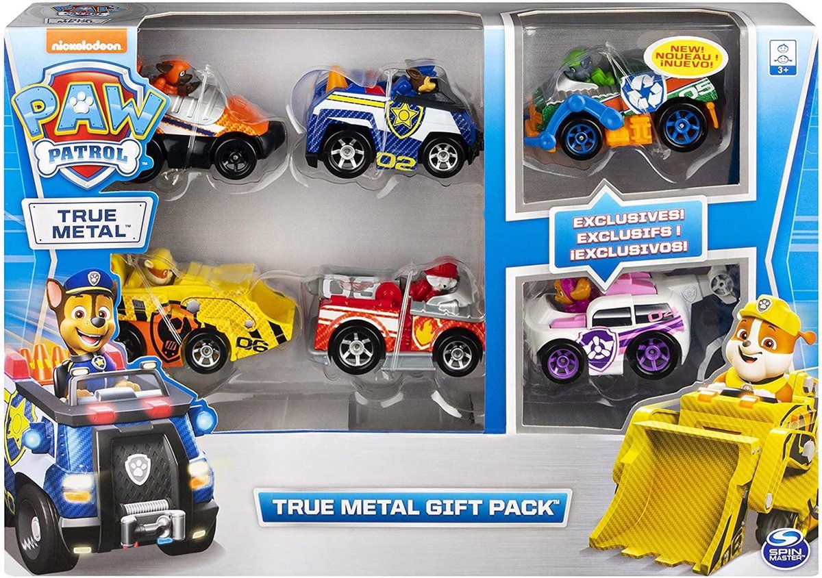 PAW Patrol True Metal Classic Gift Pack van 6 Collectible Die-Cast Voertuigen, schaal 1:55