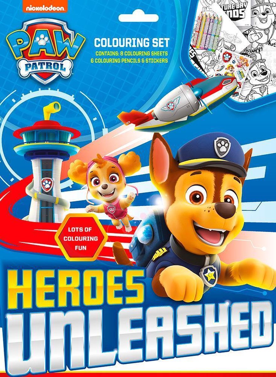 PAW Patrol kleurboek, potloden en stickers - Kleurpotloden - Sticker - PAW Patrol speelgoed - Knutselen - Knutselen meisjes - Knutselen jongens - PAW Patrol Skye - Chase