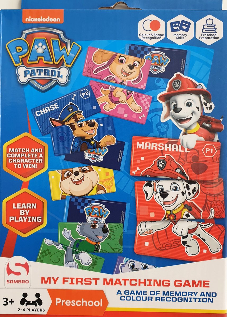 Paw Patrol Geheugen en Kleurherkenning Spel