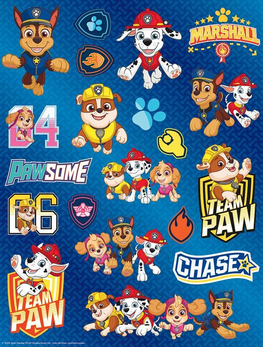 Paw Patrol III - A4 Stickervel - Hologram stickers - Grote Stickers