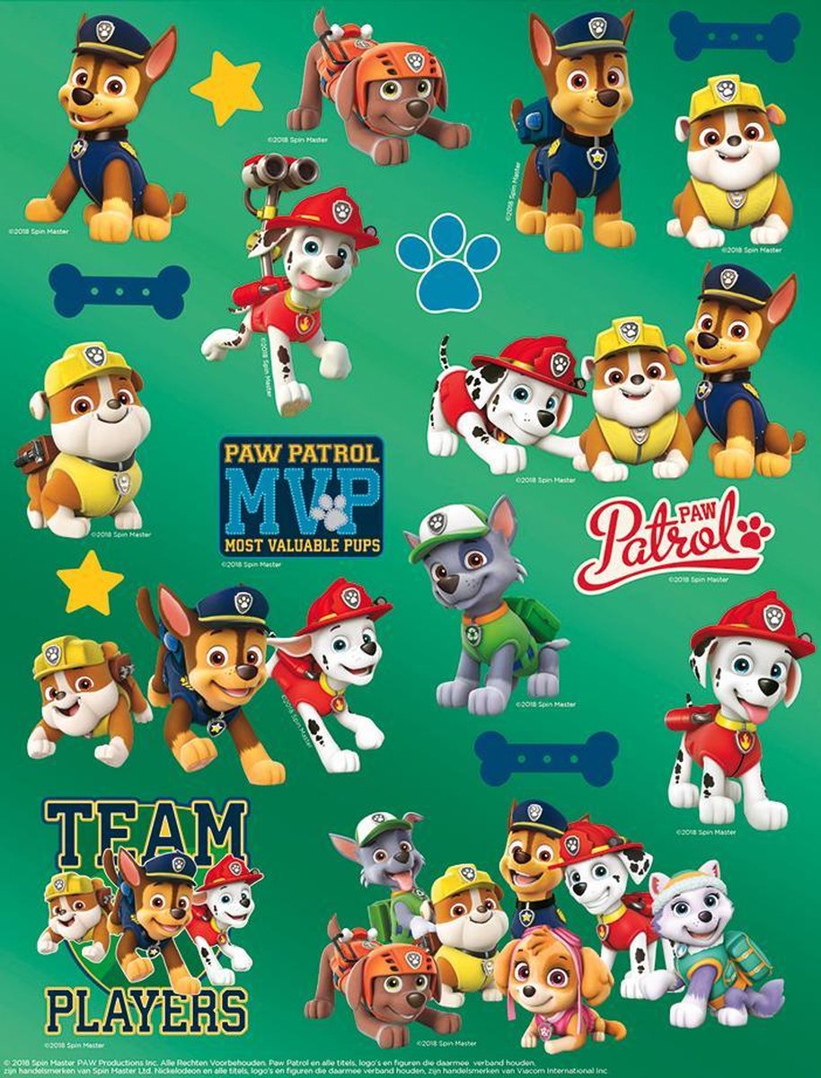 Paw Patrol IIII - A4 Stickervel - Hologram stickers - Grote Stickers