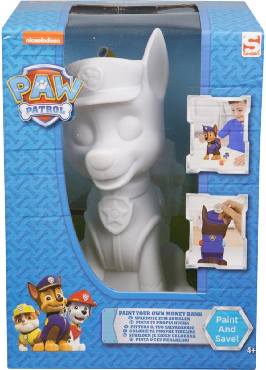 Paw Patrol Kleur je eigen Spaarpot Chase