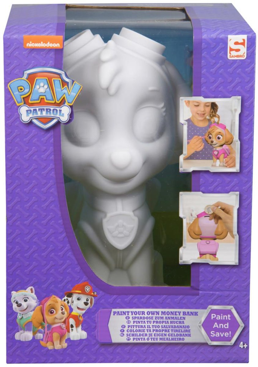 Paw Patrol Kleur je eigen Spaarpot Skye