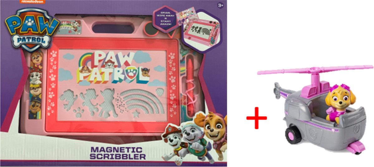 Paw Patrol Magneet Tekenbord + 2 stempels + 2 stickervellen 28x38cm - paw patrol - magnetic bord - Paw Patrol Magnetisch Tekenbord - tekenbord paw patrol - + extra speeltje van paw patrol -