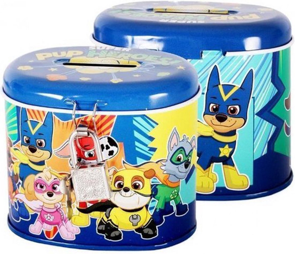 Paw Patrol Metalen spaarpot met sleutel slotje - Blauw