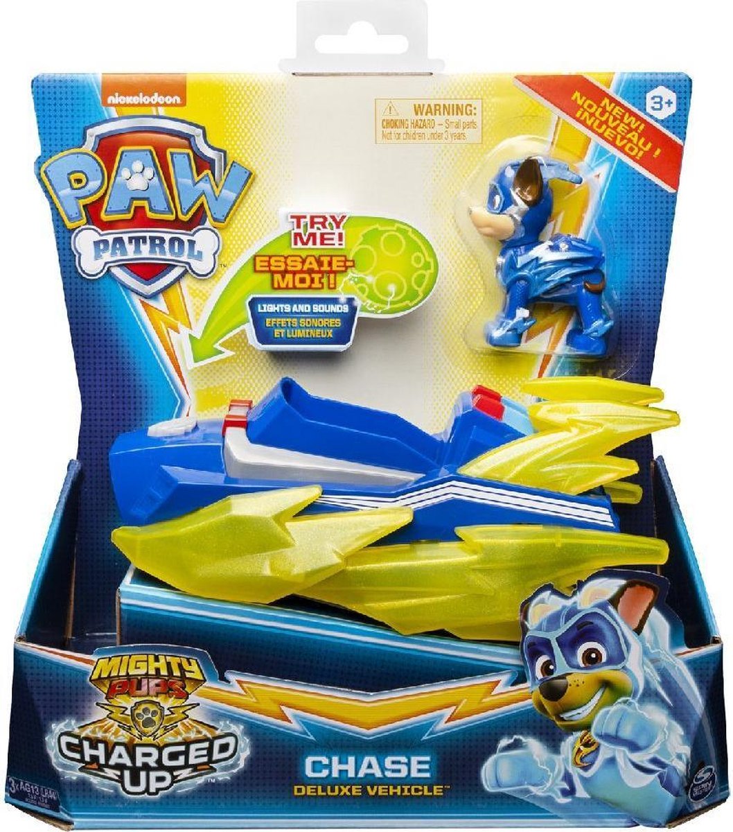 Paw Patrol Mighty Pups Charged Up Chase + Voertuig + Licht en Geluid