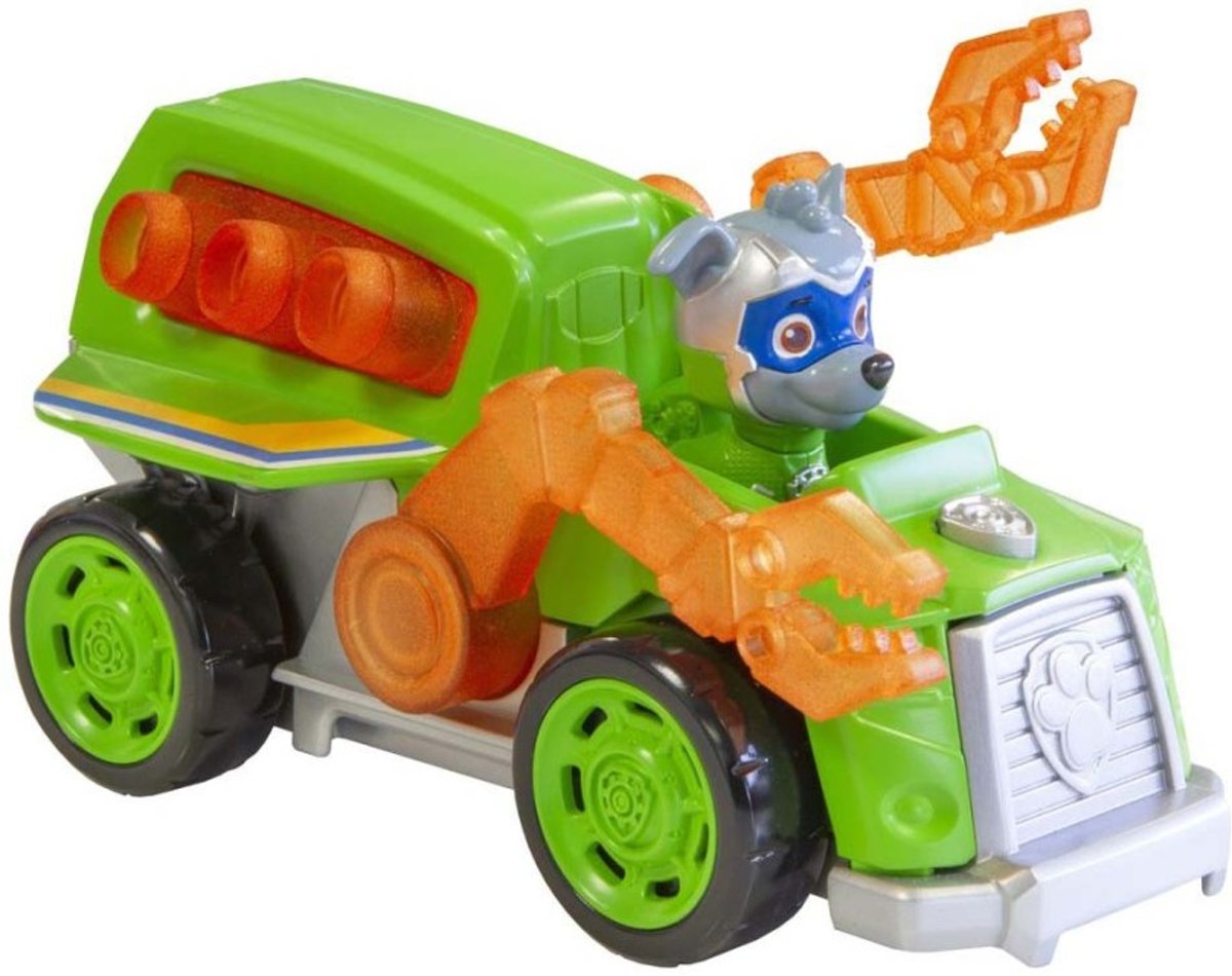 Paw Patrol Mighty Pups Rocky met Voertuig + Licht en Geluid