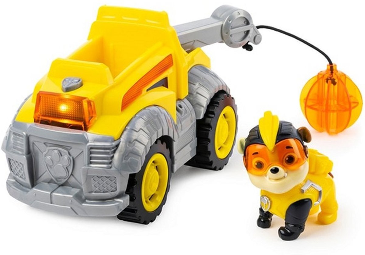 Paw Patrol Mighty Pups Rubble met Voertuig + Licht en Geluid