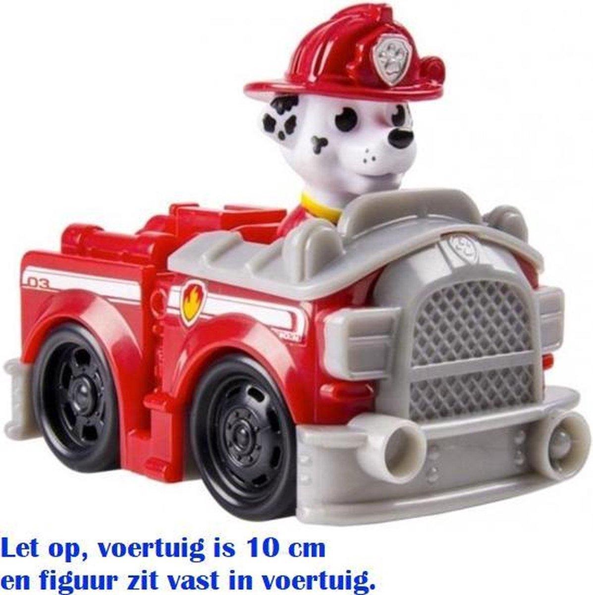 Paw Patrol Rescue Racers - Marshall Brandweer voertuig - 10 cm