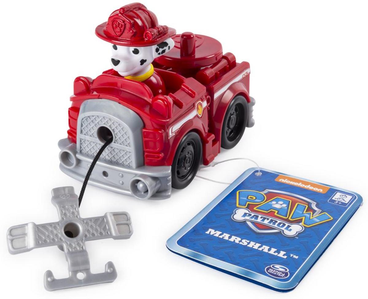 Paw Patrol Rescue Racers - Marshall brandweerwagen met reddingshaak- 10 cm