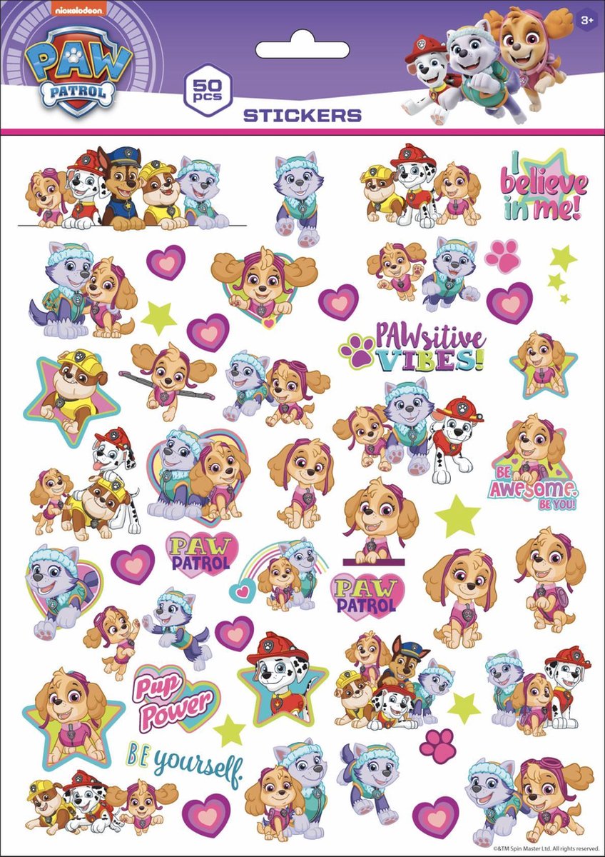 Paw Patrol Stickerset - 50 stuks - Stickervel