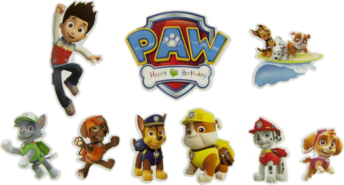 Paw Patrol Taart Topper- Taart Versiering - Paw Patrol Taart Decoratie- Topper - Paw Patrol Versiering