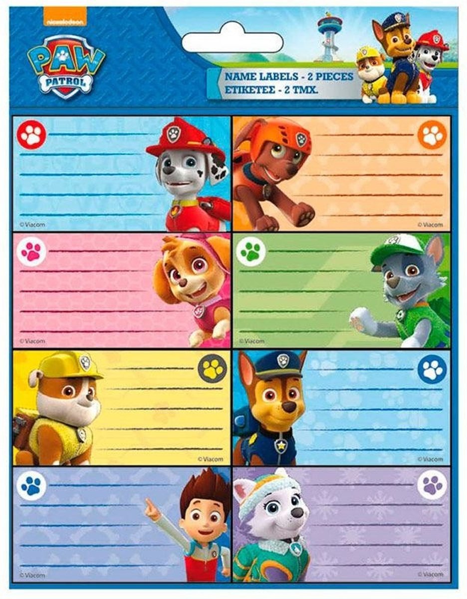 Paw Patrol etiket stickers