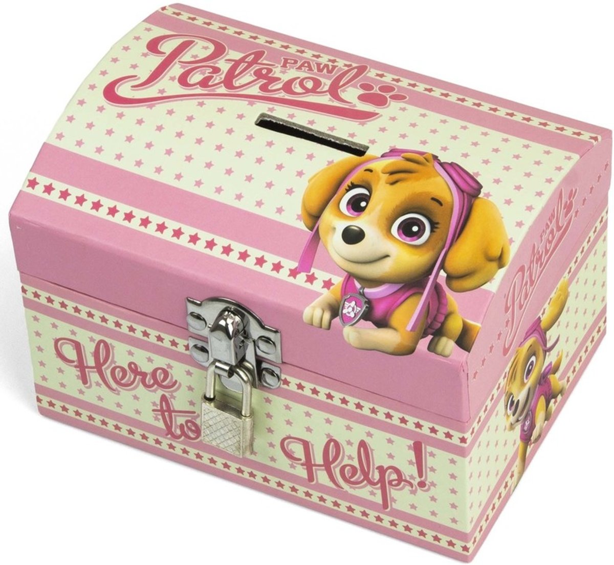 Paw Patrol roze kinder spaarpot/geldkistje 14 x 10 cm - Speelgoed spaarvarkens voor meisjes