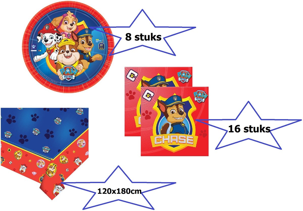 Paw Patrol tafelkleed met bordjes & servetten PROMOpack