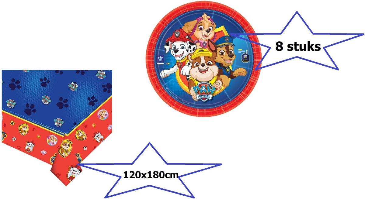 Paw Patrol tafelkleed met bordjes PROMOpack