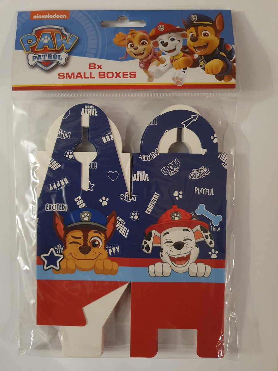 Paw Patrol uitdeelbakjes - blauw/rood- Papier - 6,5 x 10 cm - 8 Stuks - Verjaardag - Feestjes - Party