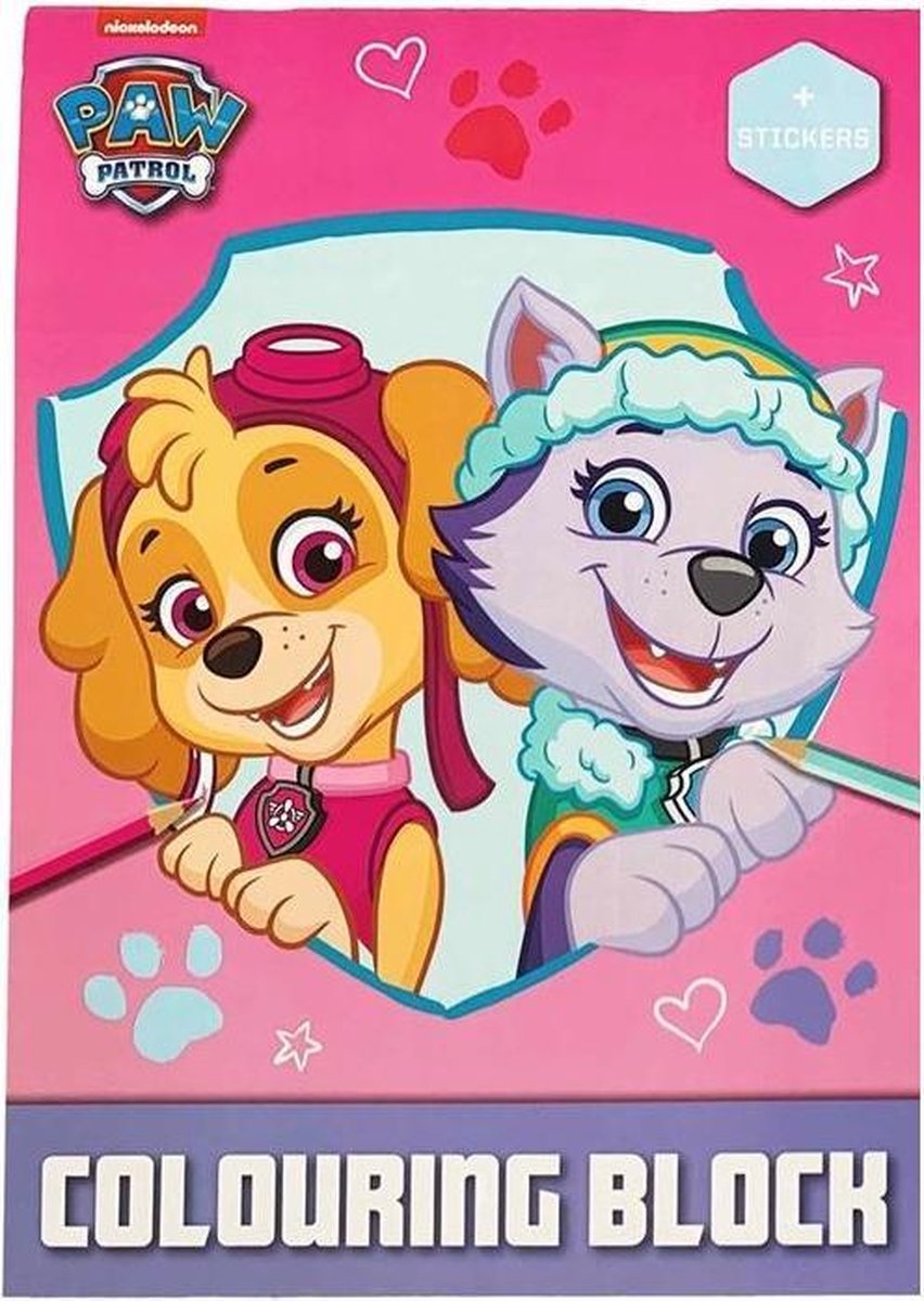 Paw patrol kleurboek roze a4 + stickers