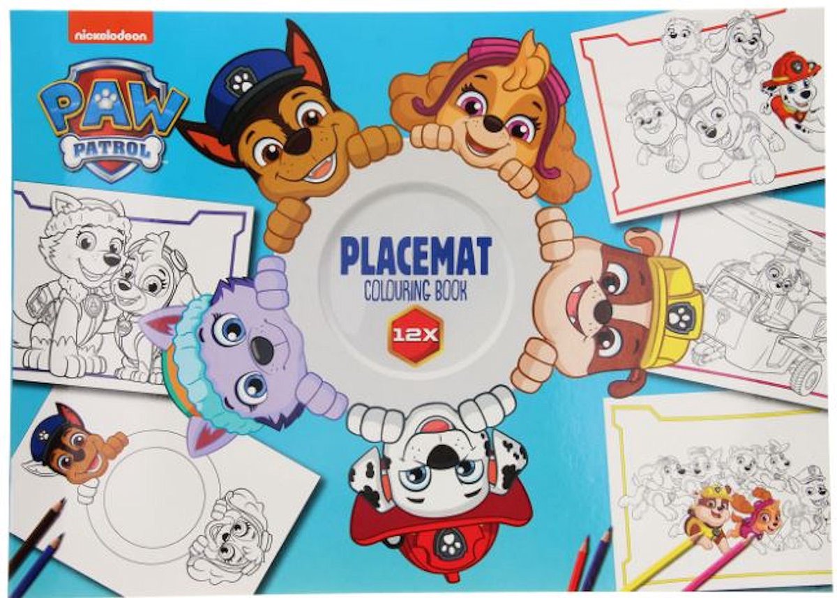 Placematboek Paw Patrol om in te kleuren