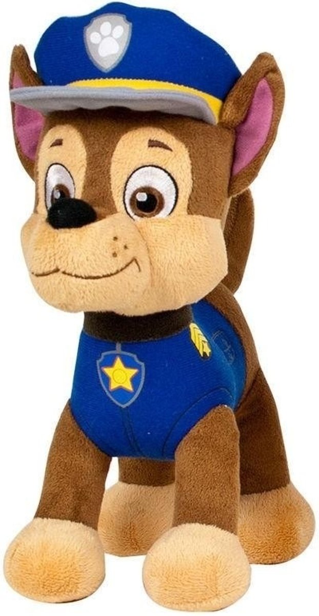 Pluche Paw Patrol knuffel Chase 19 cm - Cartoon knuffels - Speelgoed voor kinderen