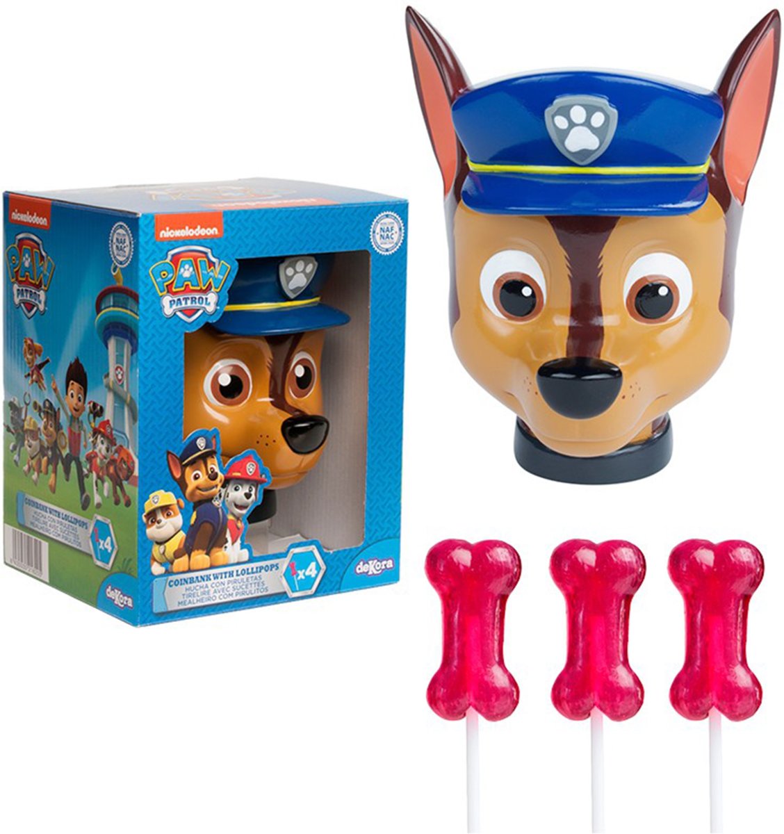 Paw Patrol™ spaarpot met snoep - Feestdecoratievoorwerp