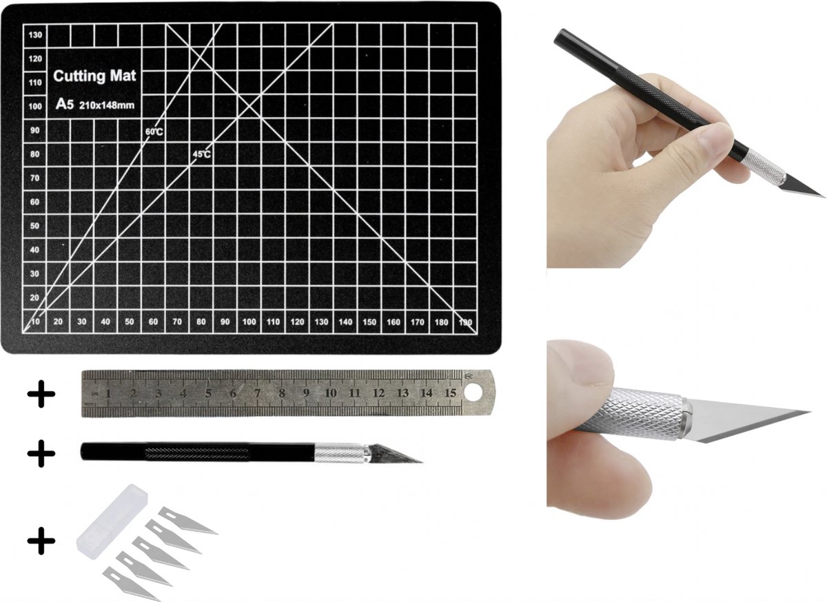  ® - Scalpel met   - Scalpelset 8 delig - Hobby mesjes -   A5