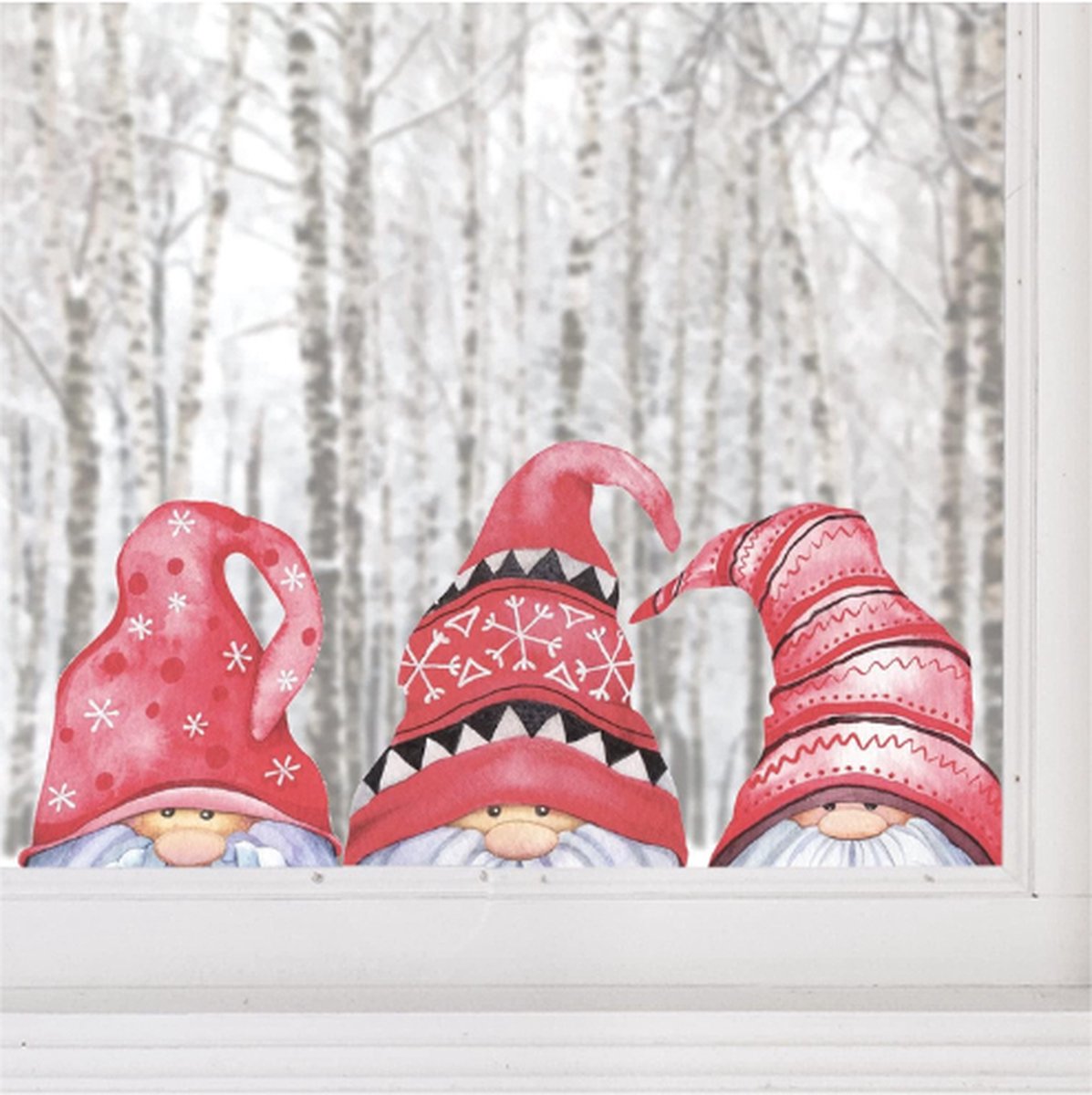 3 Kerst Gonk Peeping Gnome Decoratie - Xmas Window Sticker Cling Decal - Klein - Leuke Kerst Raamstickers voor Feestelijke Versiering