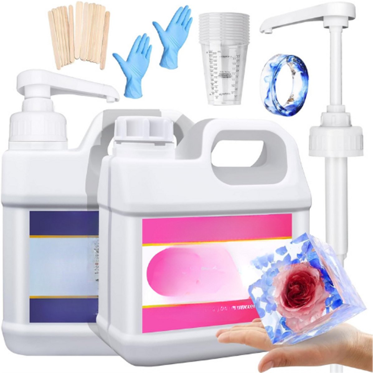 Epoxyhars Met Verharder – 2-7 Kg-2-4 L – Transparant – Met Smeltpomp En Coating – Tafelbladen – Luchtbelvrij – Voor Het Maken Van Sieraden – Vormen