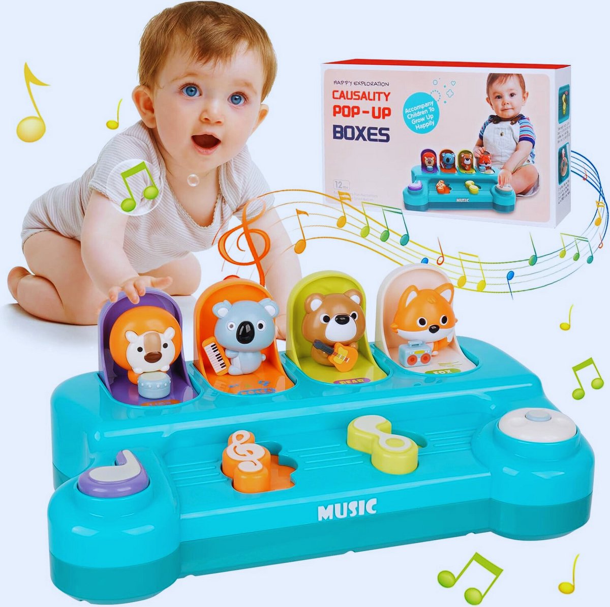 Interactief Pop-Up Dierenspeelgoed – Educatief & Muzikaal Cadeau Voor Babys En Peuters (9-48 Maanden)