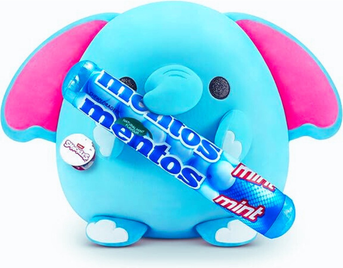 Super Grote 35 cm Olifant Knuffel – Zachte Squishy Pluche Met Mentos Licentie En Snack Accessoire Van ZURU