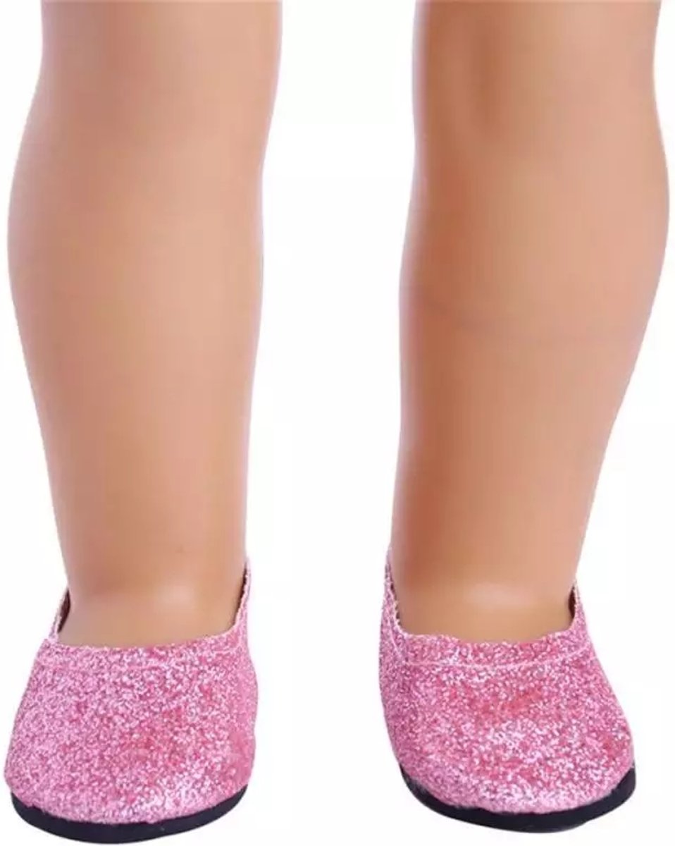 Roze glitter schoentjes - geschikt voor Baby Born - schoenen voor baby pop