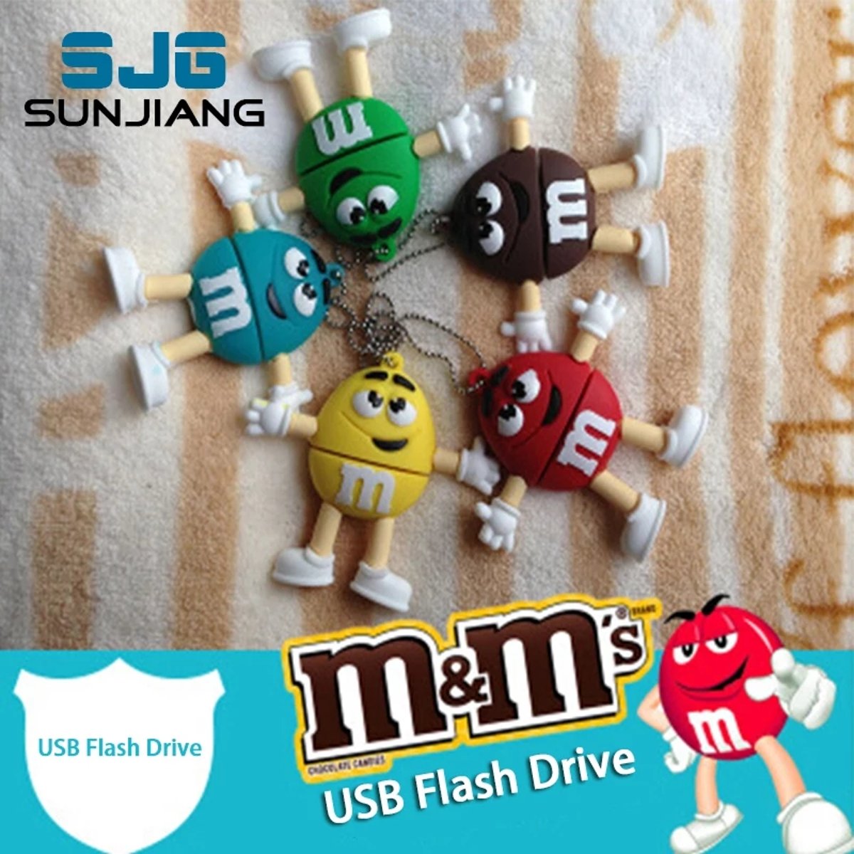 USB stick in M&M vorm - 16GB - Flash Drive - Kleur rood - Chocolade cadeau