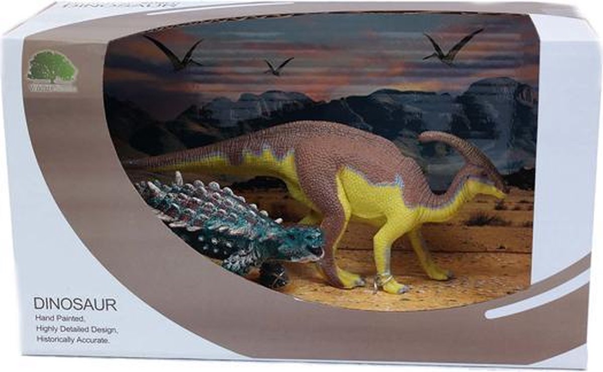 Saichania - Parasaurolophus set in display 15 cm