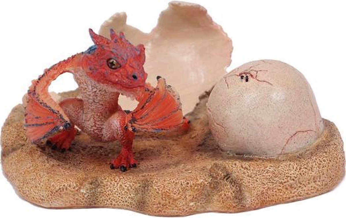 Smaug met basis rood 10 + 18 cm