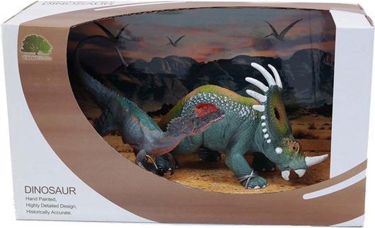 T-rex - Styracosaurus set in display 15 cm