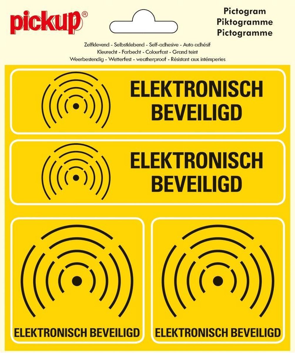 Pickup Pictogram 15x15 cm 4 op 1 - Elektronisch beveiligd - alarm