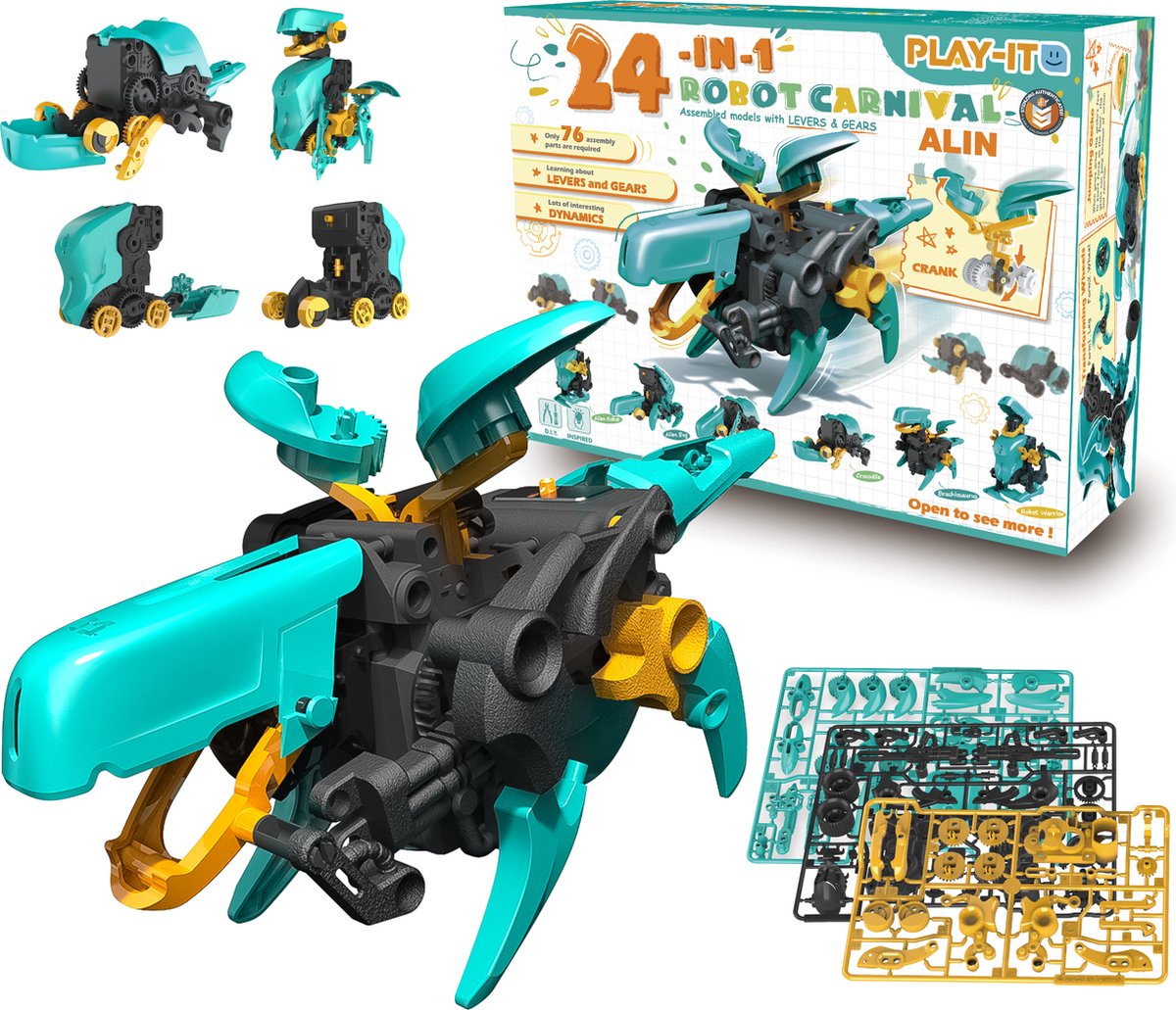 PLAY IT Alin de Robot Bouwpakket 24in1 - Educatief Montessori Speelgoed