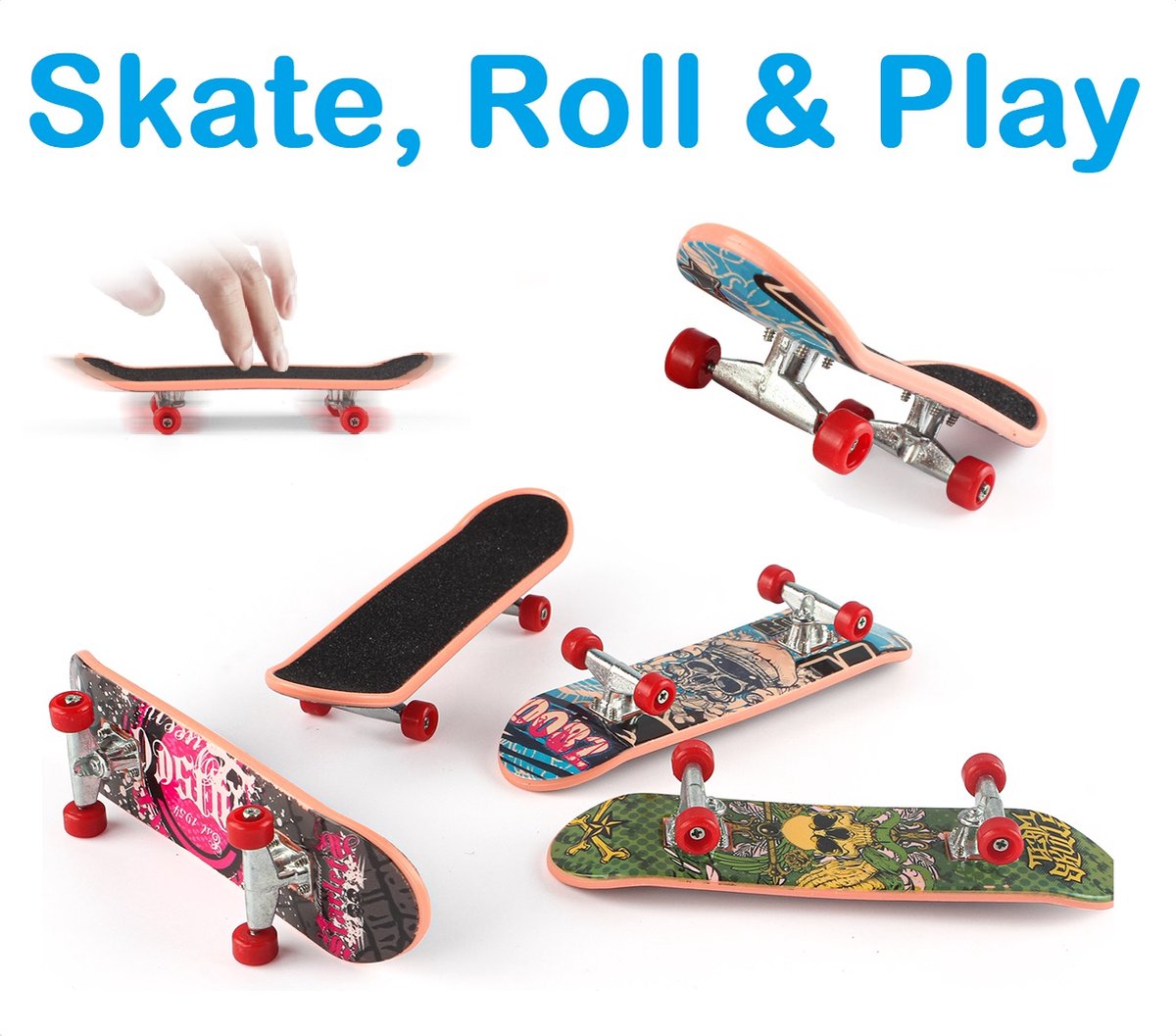 PLAY IT Fingerboard Mini Skateboard - 3 stuks - Random Kleur - 9.5x2.5cm