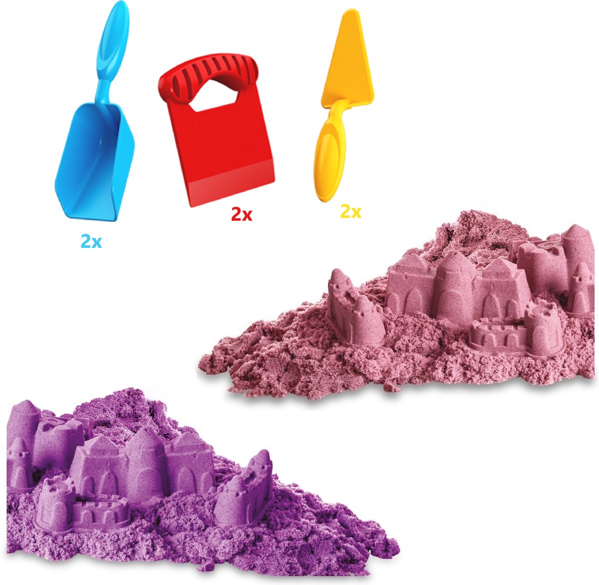 PLAY IT Speelzand 2 KG Knutselen Meisjes - Roze & Paars - Speelzand